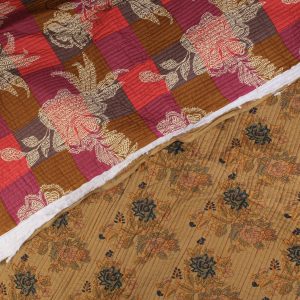 Exclusive Quilted Indian Block Print Cotton - Mustard Patchwork