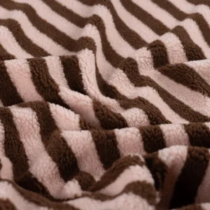 Teddy Sherpa Fur - Stripes Brown and Pink