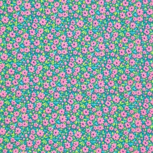Polycotton - Ditsy Flowers on Green