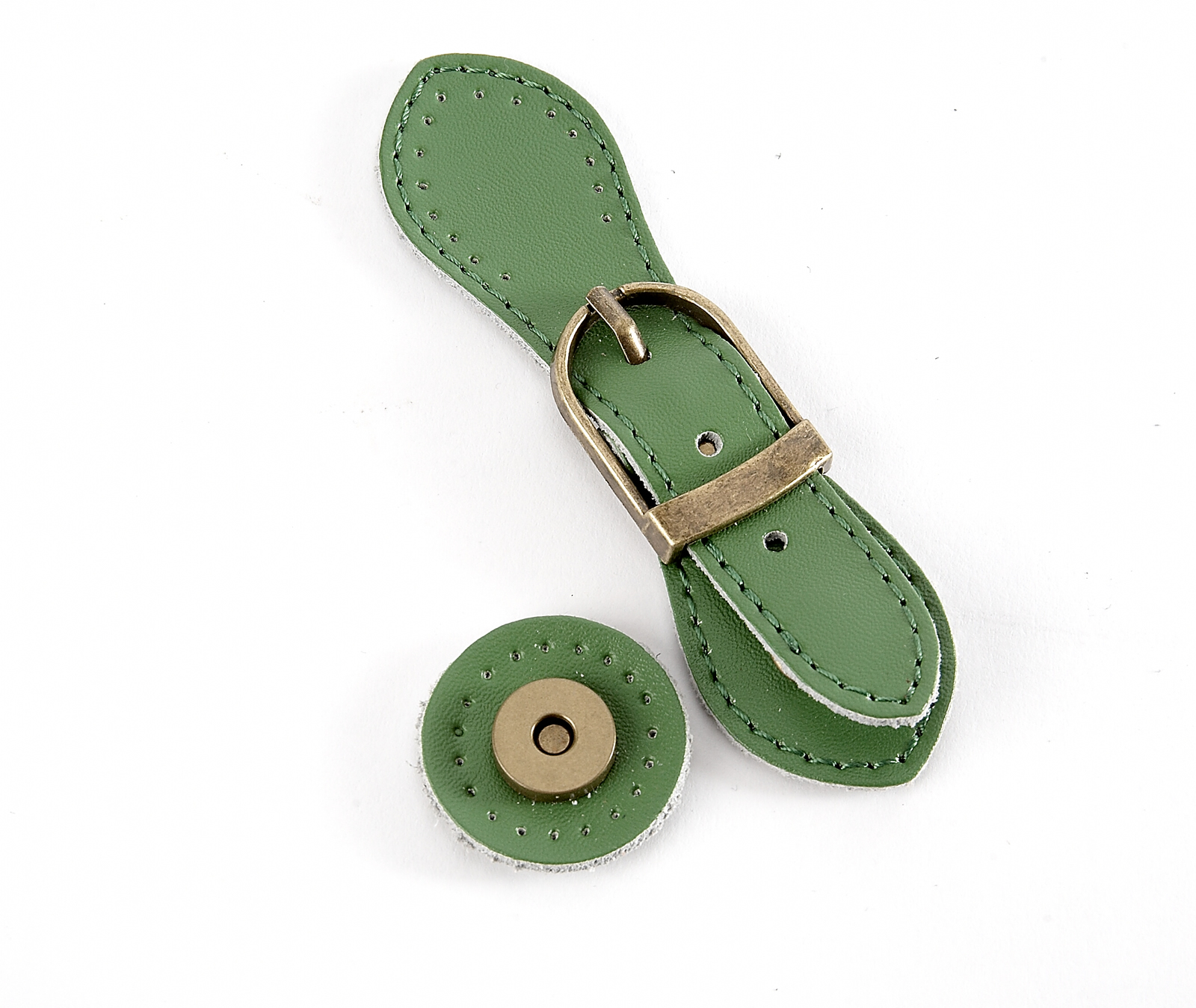 Leather Buckle Magnetic Snap - Bright Green