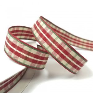 Plaid Check Red Ribbon - 5m Roll