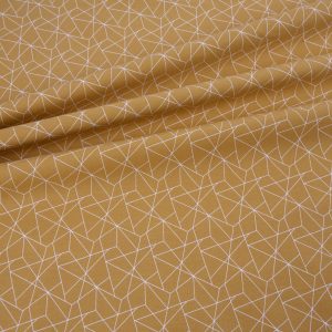 Mustard Geometric Origami  Cotton Poplin
