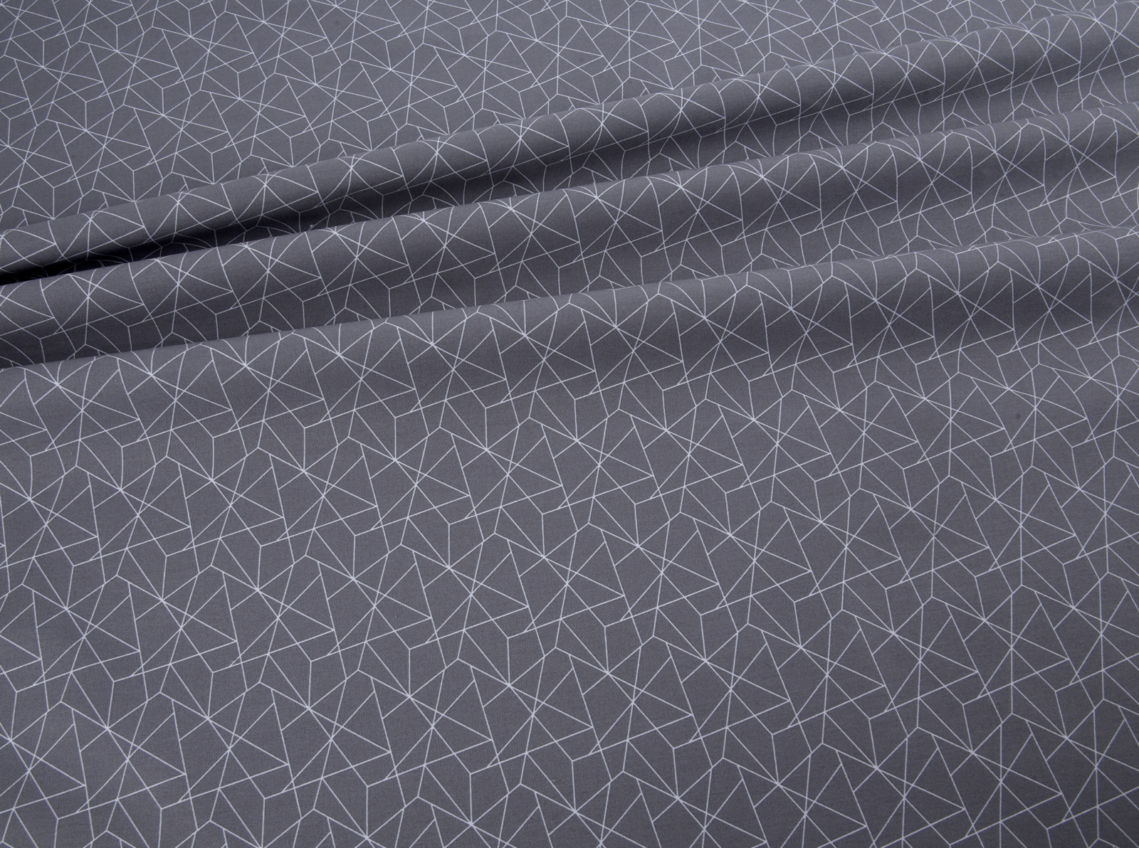 Grey Geometric Origami Cotton Poplin