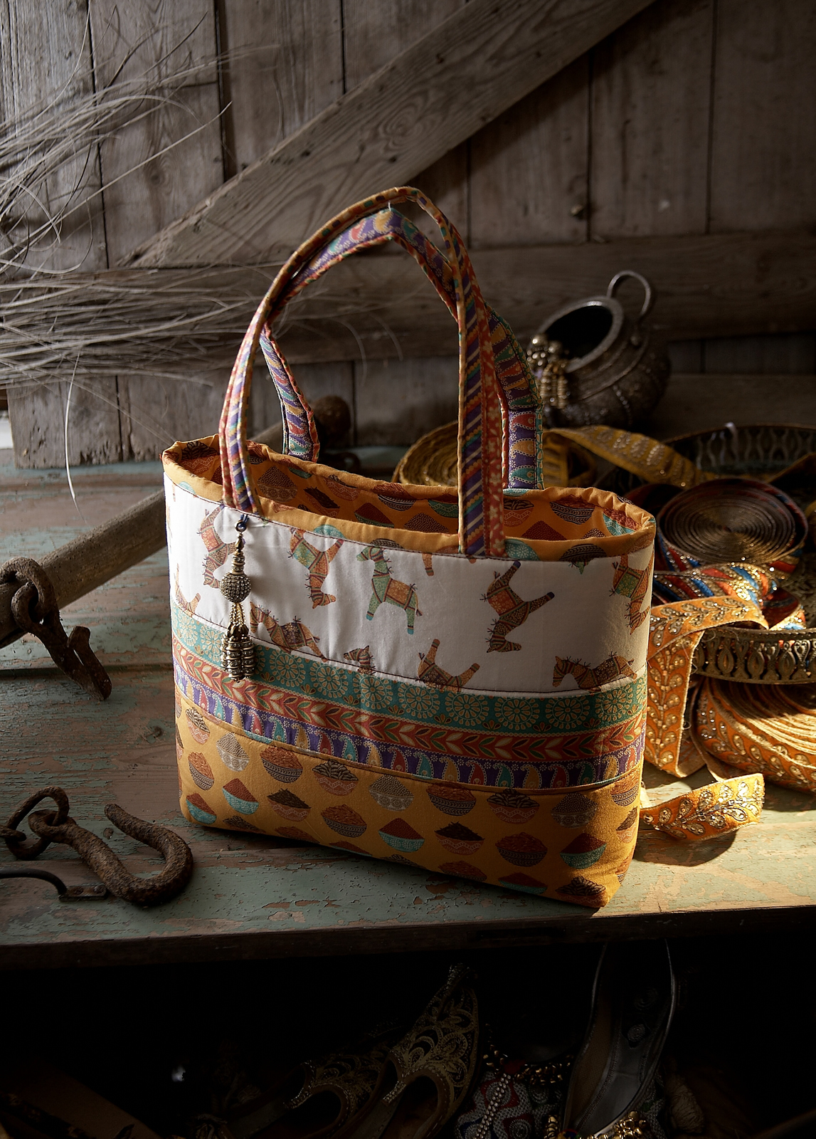 'New Delhi' fabric by Debbie Shore - Indian Horses