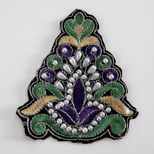 Purple and Green Large Beaded Applique Patch