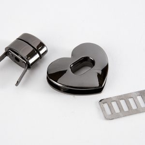 Heart-Shaped Metal Twist Lock Clasp - Gunmetal Grey