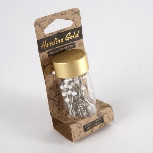 Hemline Gold Plastic Head Pins - White
