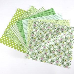 Green 10" Squares Bundle - 7 Lightweight Cotton