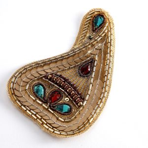 Beaded Abstract Paisley Embellishment Patch - facing left