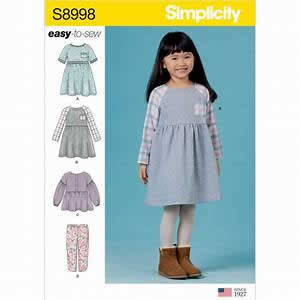 Simplicity S8998 Girls Dress/Top/Pants