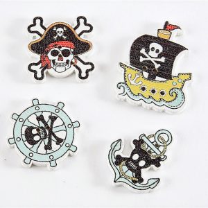 Pirate Buttons - 4 Pack (colours vary)