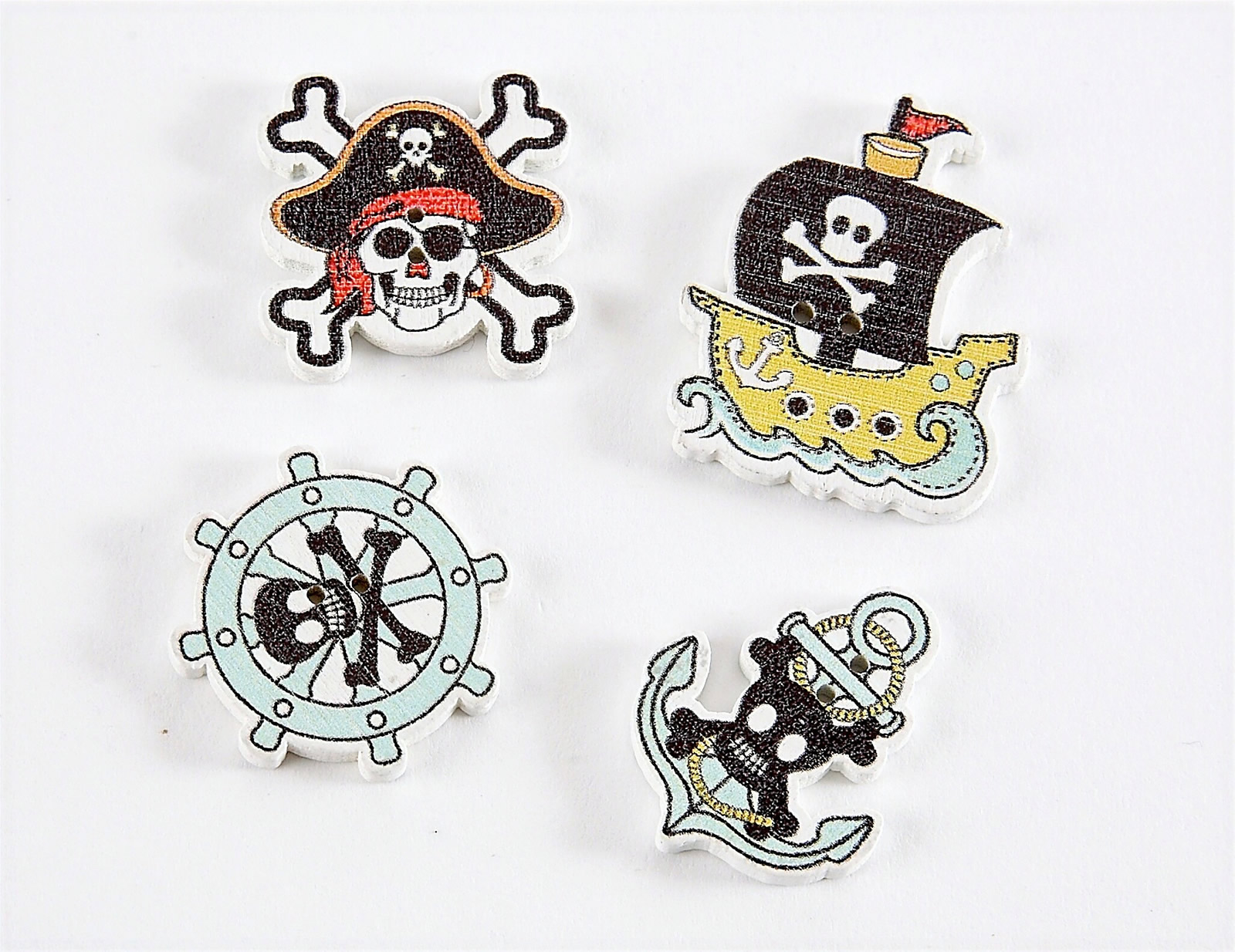 Pirate Buttons - 4 Pack (colours vary)