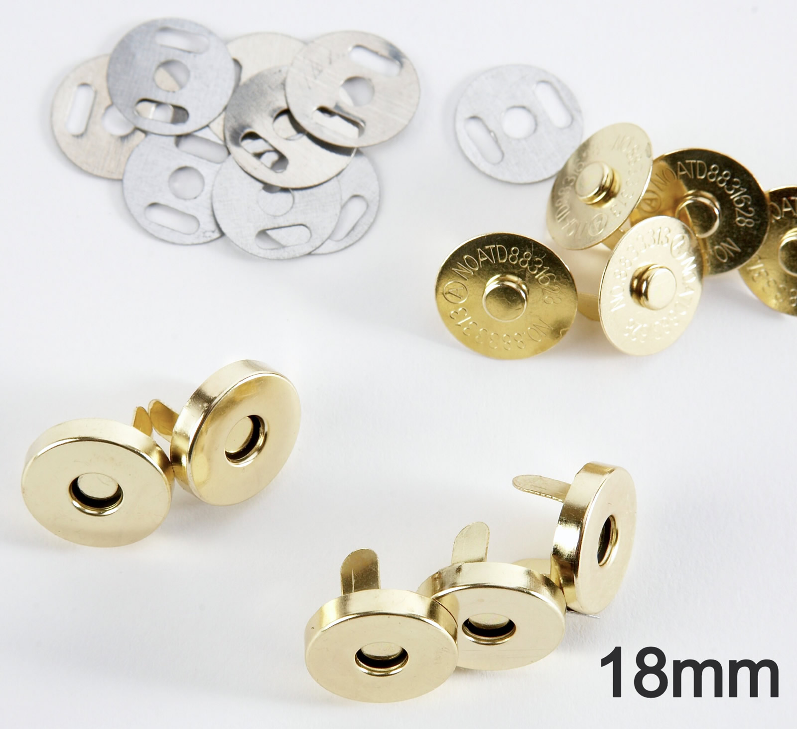18mm Magnetic Snaps x 5 Gold