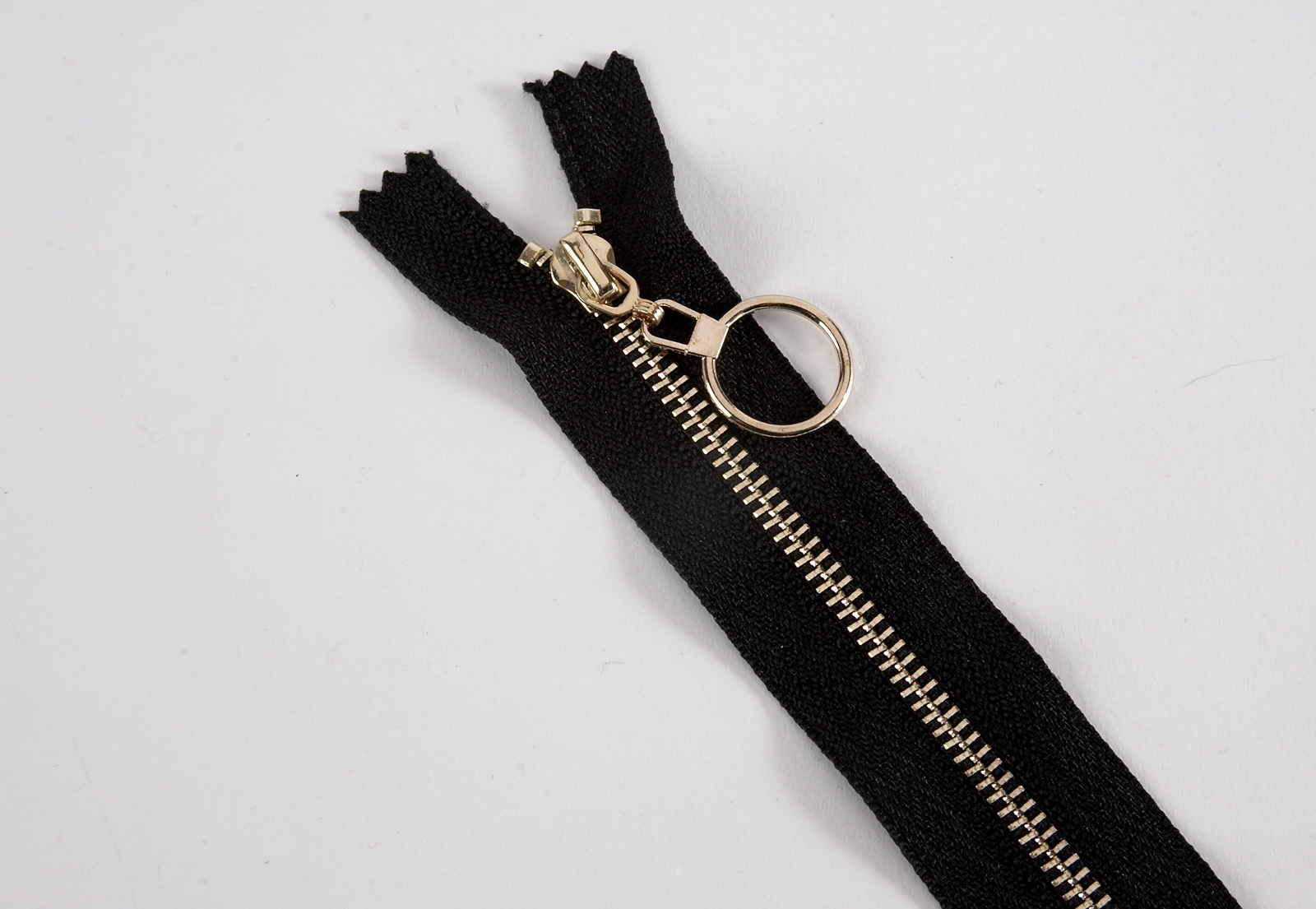 Metal Zip with Decorative Pull - Black with Circle Pull