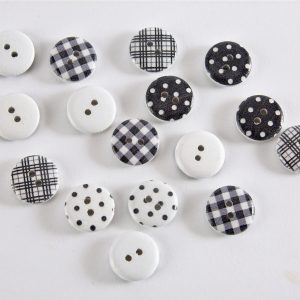 Grey and White Button Collection - 16 Buttons