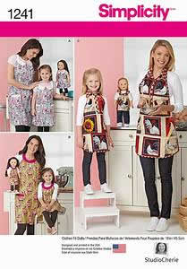 Simplicity 1241 adult, child and doll aprons sizes S-L