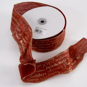 Premium Wire Edge Ribbon - Red Christmas 25m