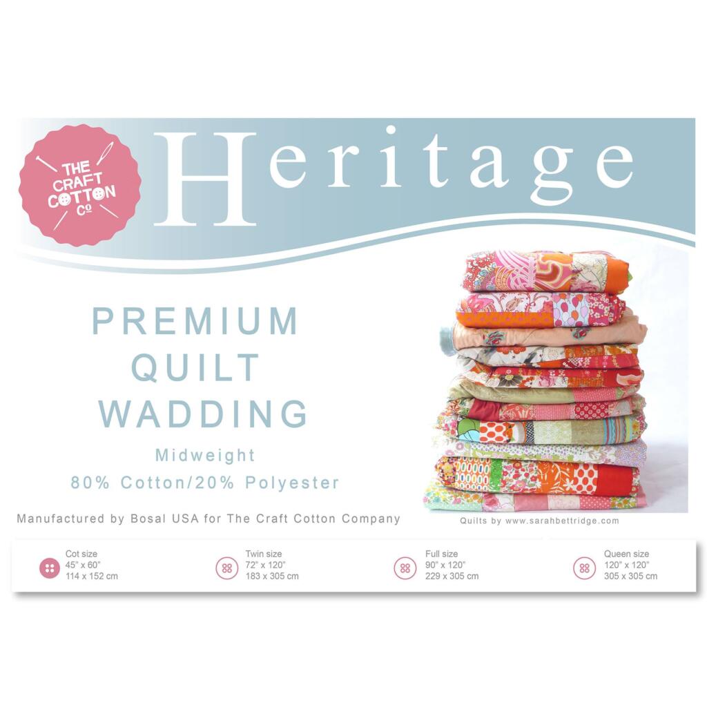 Heritage Premium Mid-Weight Wadding Pack - Crib Size 45" x 60"