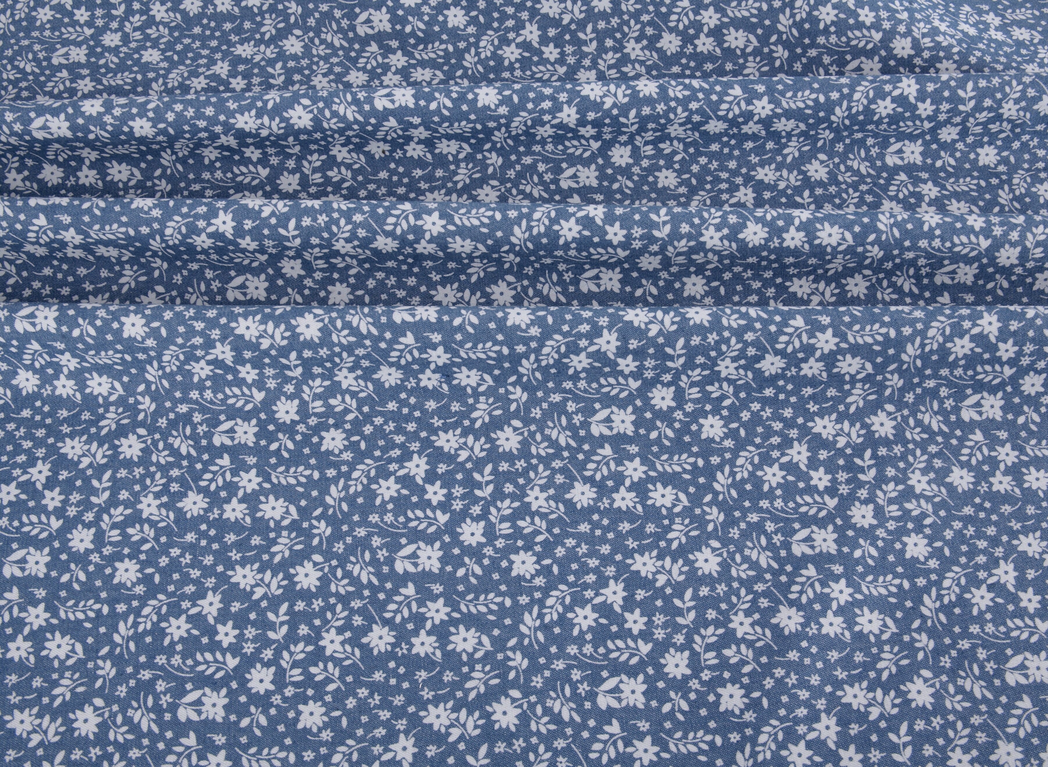 Printed Cotton Chambray - White Floral