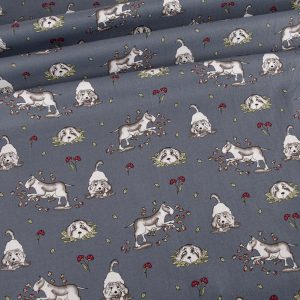 Pets Collection By Debbie Shore - Playing in Leaves (Organic Cotton)