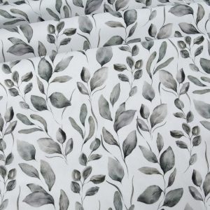 Deluxe Soft Sage Leaves Canvas - White