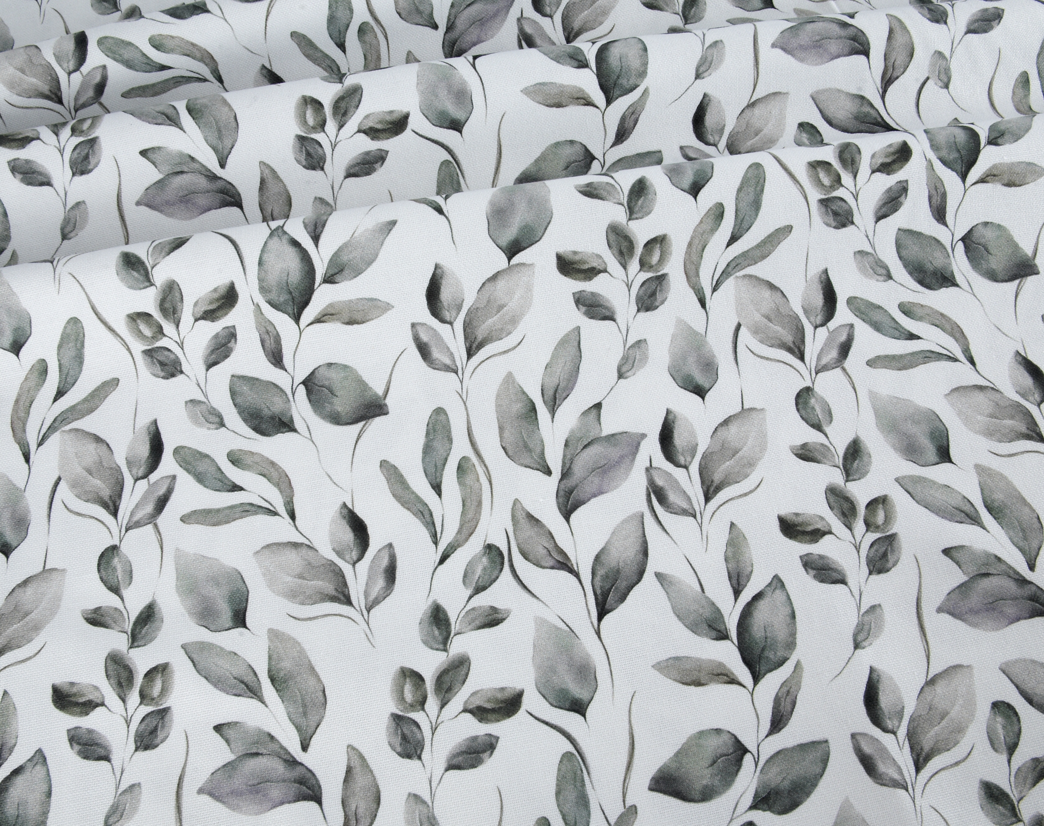 Deluxe Soft Sage Leaves Canvas - White