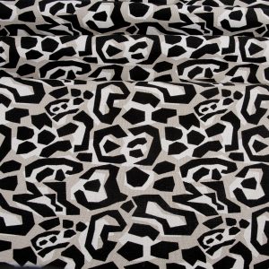 Animal Print Linen Look Canvas - Black/Cream