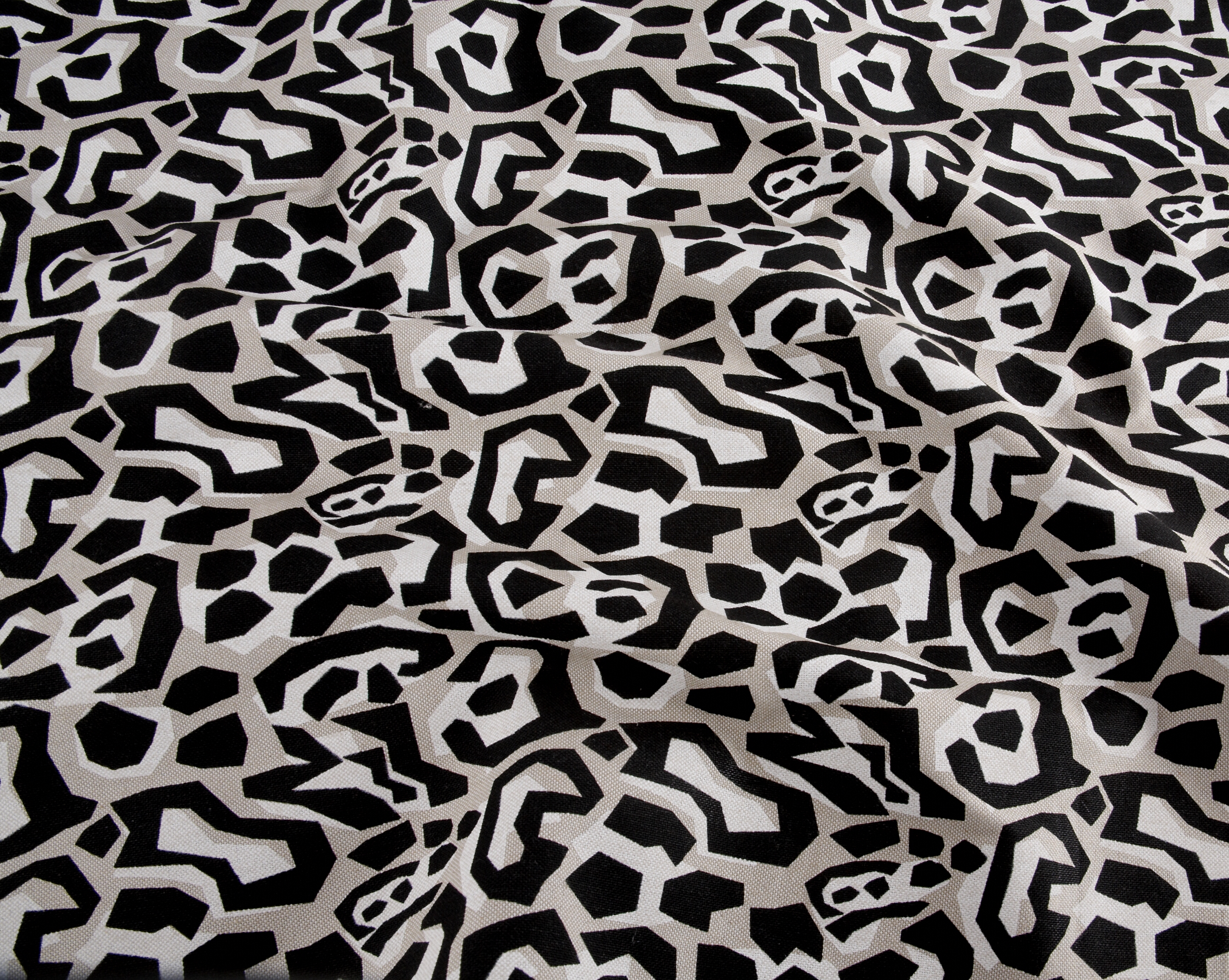 Animal Print Linen Look Canvas - Black/Cream