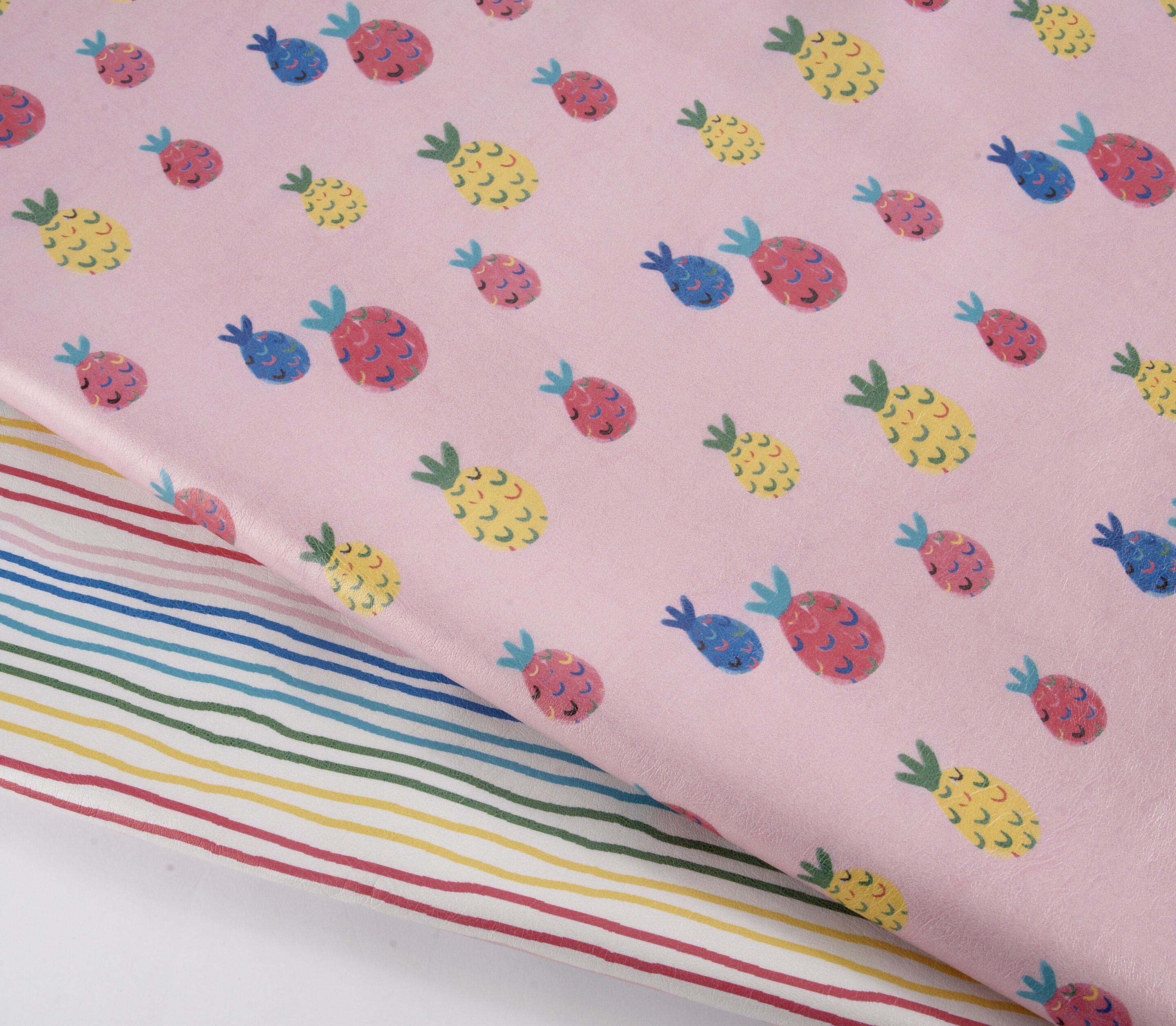 Pineapple Stripe Leatherette Duo - Pink