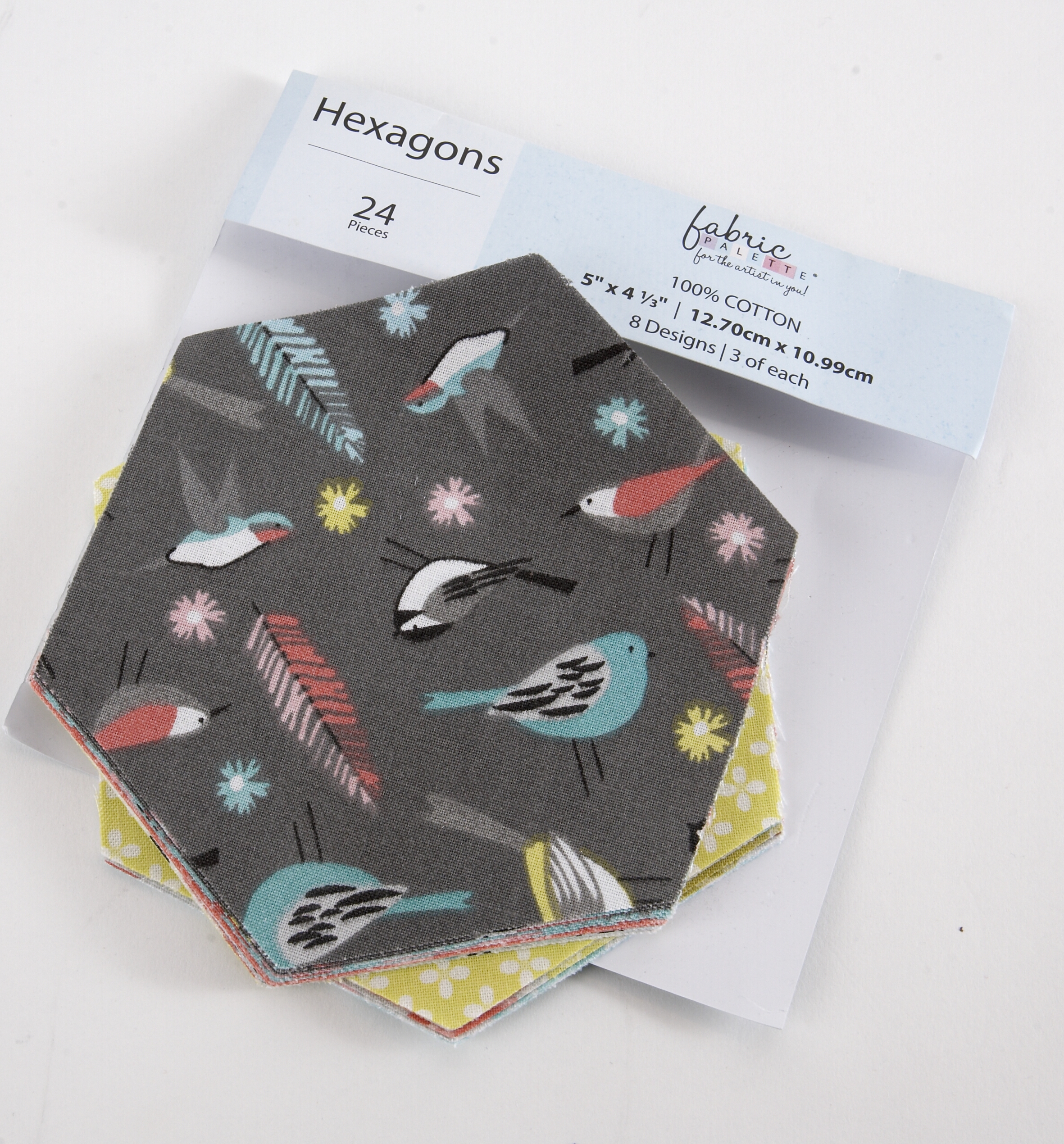 2.5" Hexagon Shapes - Fabric Palette Birds
