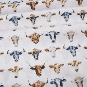 Rose & Hubble Cow Faces Gallery Cotton - White
