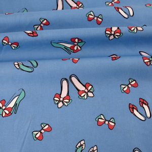 Shoes and Bows Cotton Poplin - Blue